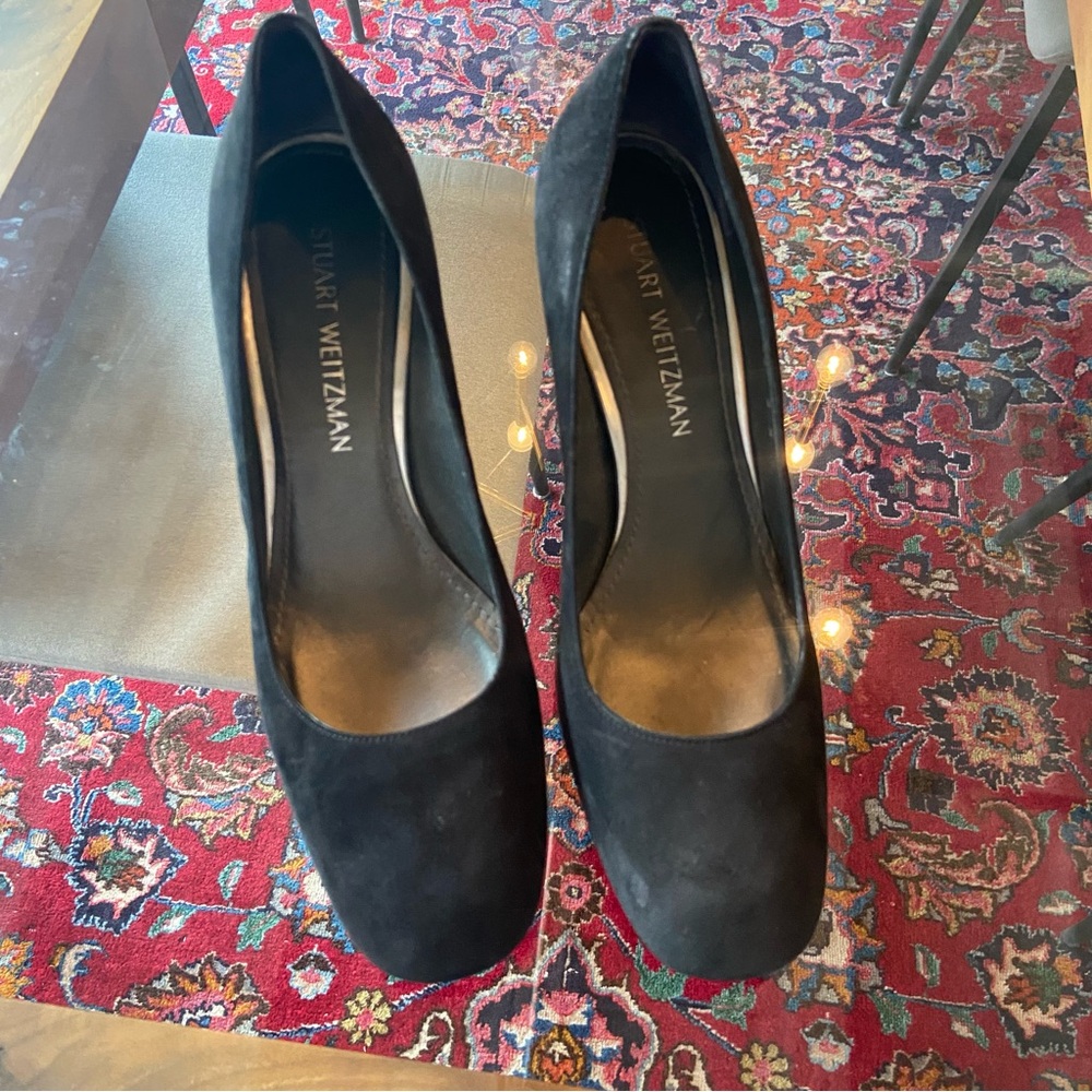 Stuart Weitzman Block Heel Suede Pumps